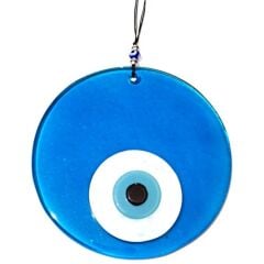 Mavi Renk 16 Santimetre El Yapımı Cam Nazar Boncuğu Duvar Süsü