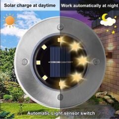 4'lü Solar Panelli Kazıklı Bahçe Aydınlatması