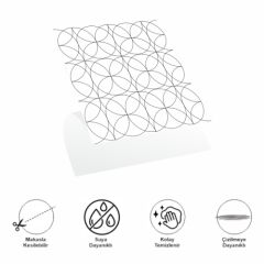 DecoHandy  Pvc Yer Karosu 30x30cm 4'lü Paket - Siyah Daire Geometrik Desen  0,36m2