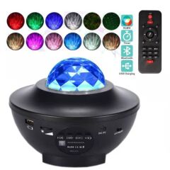 Starry Projektör Bluetooth Hoparlör+Sese Duyarlı Disko Topu+ USB Mp3 Çalar+Parti, Gece Lambası