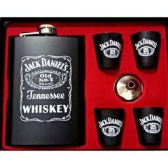 9 oz (266ml) Çelik Matara Hediye Seti Içki Viski Alkol Konyak Matarası 4 Shot Bardaklı