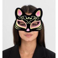 Süet Pembe Sarı Kedi Maskesi