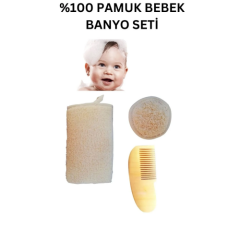 %100 Doğal Pamuk Bebek Banyo Lifi, Doğal Pamuklu Bebek Yüz Lifi, Bebek Limon Ağacı Ahşap Tarak Set